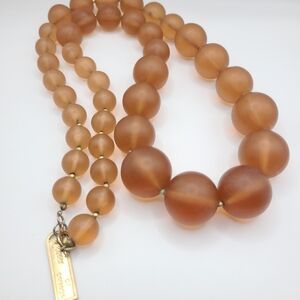 Essex Vintage Amber Frosted Glass Bead Necklace